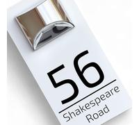 Housics Personalised House Numbers Plaques with Solar Light - Waterproof Composite Aluminium door number plaques for wall, Custom House sign with House Number & Street Name (160mm x 280mm, White)