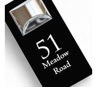 Housics Personalised House Numbers Plaques with Solar Light - Waterproof Composite Aluminium Door Number Plaques for Wall, Custom House Sign with House Number & Street Name (160mm X 280mm, Black)