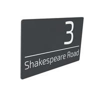 Housics Personalised House Sign | Made from Composite Aluminium - Fully Durable and Waterproof Plaque | Custom with Any Door Number & Street Name (GREY, 280mm x 160mm)