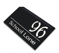 Housics Personalised House Sign with Solar Light, Laser Cut LED Door Number Plaque for Wall 180×280mm, Black Weatherproof Custom Name Plate, Light Up Door Number Sign with street name and number