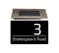 Housics Personalised House Sign with Solar Light | Made from Composite Aluminum - Fully Durable and Waterproof Plaque | Custom with Any Door Number & Street Name (BLACK, 280mm x 160mm)