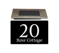 Housics Personalised House Sign with Solar Light | Made from Composite Aluminum - Fully Durable and Waterproof Plaque | Custom with Any Door Number & Street Name
