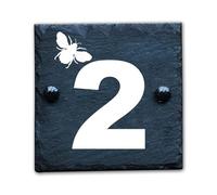 Housics Personalised Slate House Number Plaques, rustic Black Farmhouse Style, Natural Slate House Numbers Plaques UV Printed For Home Decor, Porch, Gate Or Garden (Design - 6, 150 X 150 MM)