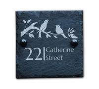 Housics Personalised Slate House Number Plaques, rustic Black Farmhouse Style, Natural Slate House Numbers Plaques Engrave For Home Decor, Porch, Gate Or Garden (Design - 5, 100 X 100 MM)