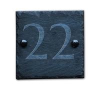 Housics Personalised Slate House Number Plaques, rustic Black Farmhouse Style, Natural Slate House Numbers Plaques Engrave For Home Decor, Porch, Gate Or Garden (Design - 2, 100 X 100 MM)