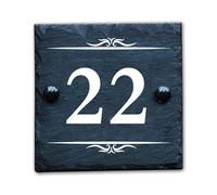 Housics Personalised Slate House Number Plaques, rustic Black Farmhouse Style, Natural Slate House Numbers Plaques UV Printed For Home Decor, Porch, Gate Or Garden (Design - 1, 150 X 150 MM)