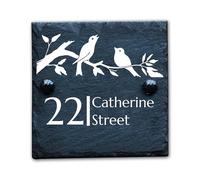 Housics Personalised Slate House Number Plaques, rustic Black Farmhouse Style, Natural Slate House Numbers Plaques UV Printed For Home Decor, Porch, Gate Or Garden (Design - 5, 150 X 150 MM)