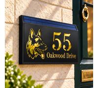 Housics Personalised Solar House Number Sign Pet Plaque, Cavalier King | Custom Number & Street, Weatherproof Acrylic Mirror, Solar LED, 280x160mm