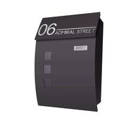 Housics Personalised Wall Mounted Post Box with Key Lock - Weatherproof Contemporary Letter Box, Galvanized Steel Modern Mailbox, Secure Lockable Postbox for Home & Office (Design 01)