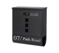 Housics Personalized Contemporary Post Box, Wall Mounted Waterproof Letter Box with Key Lock, Modern Mailbox Design, Newspaper Slot, Secure Lockable Postbox Black (Design 1)