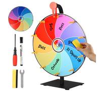HOUSINN 12 Inch Spinning Prize Wheel,10 Slots Color Roulette Wheel with Dry Erase Marker and Eraser, Tabletop Win the Fortune Spinner for Party Pub Carnival Tradeshow Game