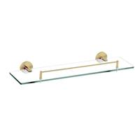 Housler® Brushed Brass Round Bathroom Accessories (Gold) (Glass Shelf With Front Bar)