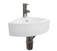 Housler® Compact Ceramic Basin Corner wall Hang with Mixer tap and Waste 32x32