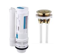 Housler ® Push Button and Adjustable Dual Flush, with 2 inch Cistern Outlet. Brushed Brass Button