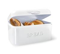HOUSLUX Bread Bin Large Metal Bread Bin with Lid, Ideal Breadbox for Long Storage of Bread & Biscuits and Dry Preservation (White)