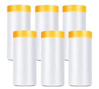 HOUSLUX Masking film, adhesive tape, painting film, 6 rolls 1.1 m x 20 m, transparent cover film with fabric tape, self-adhesive painter's film, painter's masking tape for dust protection