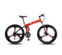 HOUSN 24/26 Inch Folding Bike for Adult 7-Speed Folding Bicycle for Men Women Easy Folding City Bicycle Drivetrain Lightweight Aluminium Frame Disc Brake,Red,24Zoll 21 Gänge