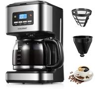 HOUSNAT Filter Coffee Machine, Programmable Drip Coffee Maker, Advanced Showerhead Technology, Fast Brewing & 24 Hours Timer & 40 Min Keep Warm Function, 1.8L Capacity, 12 Cup