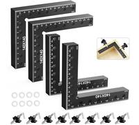 Housolution 90 Degree Positioning Squares Right Angle Clamps 5.5 x 5.5(14 x 14cm) Aluminum Alloy Corner Clamps for Woodworking Tools, Wood Clamps for Picture Frame Box Cabinets Drawers (4pack), Black