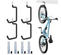 Housolution Screw in Bike Hooks, 8-inch for Wall and Ceiling, [4 Pack] Loading Capacity 75 LBS with Anti-Slip Coating, Heavy Duty Garage Storage Hooks for Bicycle, Foldable Chair, Ladder