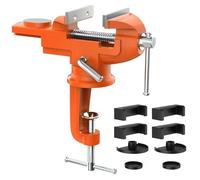 Housolution Universal Table Vise 3 Inch With 360° Swivel Base Bench Clamp-On for Woodworking, Cutting Conduit, Drilling, Metalworking - Orange