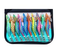 HOUSON 10PCS 13cm Fishing Lure Set, Luminous Squid Jig Shrimp Lures for Sea Fish