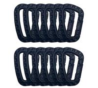 HOUSON 12PCS Plastic Carabiner, Tactical Carabiner D Shape Plastic Hook Keychain Black