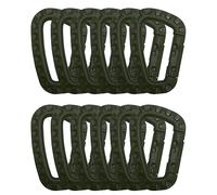 HOUSON 12PCS Plastic Carabiner, Tactical Carabiner D Shape Plastic Hook Keychain Green