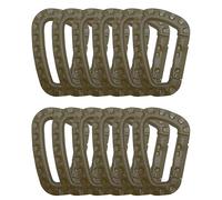 HOUSON 12PCS Plastic Carabiner, Tactical Carabiner D Shape Plastic Hook Keychain Khaki