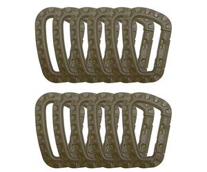 HOUSON 12PCS Plastic Carabiner, Tactical Carabiner D Shape Plastic Hook Keychain Khaki