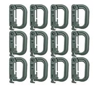 HOUSON 12pcs Tactical Hanging Belt Webbing Carabiner Buckle Molle Strap Nylon Snap Hook Clip, Keychain Keyholder Ring Tactical Backpack Molle Clip for Climbing Hiking Outdoor （Green）
