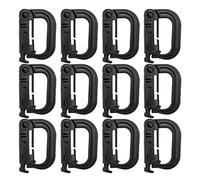 HOUSON 12pcs Tactical Hanging Belt Webbing Carabiner Buckle Molle Strap Nylon Snap Hook Clip, Keychain Keyholder Ring Tactical Backpack Molle Clip for Climbing Hiking Outdoor （Black）