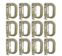 HOUSON 12pcs Tactical Hanging Belt Webbing Carabiner Buckle Molle Strap Nylon Snap Hook Clip, Keychain Keyholder Ring Tactical Backpack Molle Clip for Climbing Hiking Outdoor （khaki）