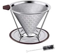 HOUSON Coffee Filter Permanent Pour Over Coffee Dripper Paperless Drip Cup Stainless Steel Coffee Filter for Manual Coffee Maker, Mesh Cone Filter for 1-4 Cups, Perfect for Chemex Hario Bodum etc