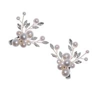 Housoutil 1 Pair Handmade Bridal Shoes Clips Rhinestone High Heel Clips Distinctive Design Abs Pearl Iron Suitable for Banquet Woman Birthday Daily Life