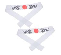 Housoutil 1 Pair Japanese Samurai Headband Wide Tie-On Karate Sports Headband for Men and Women, White Ninja Costume Accessory for Martial Arts and Sushi Chef Uniform