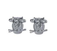 Housoutil 1 Pair Owl Shaped Copper Cufflinks for Men, Fine Workmanship Comfortable to Wear Feature, Highly Polished Silver Finish, for Business Wear and Formal Occasions