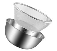 Housoutil 1 Set Stainless Steel Drain Basket Metal Colander Stainless Steel Stainless Steel Set Stainless Steel Colander Strainer Fine Mesh Strainer Rice Rinser Strainer Mesh Colander Silver