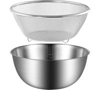 Housoutil 1 Set Stainless Steel Drain Basket Stainless Colander Metal Colander Stainless Steel Salad Bowl Set Kitchen Colander Metal Strainer Rice Washing Bowl Silver Stainless Steel Fruit