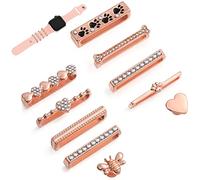 Housoutil 10 Pcs Rose Gold Watchband Studs Decorative Ring Loops with Charms for Silicone Smartwatch Straps Compatible with Apple Watch Stylish Accessories