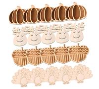 Housoutil 100 pcs Halloween Thanksgiving DIY Blank Wood Unfinished Wooden Craft Slices with Turkey Smooth Surface for Painting Coloring Family Art Projects
