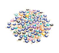 Housoutil 100pcs DIY Evil Eye Pendant Charms for Jewelry Making Mixed Color Alloy Necklace and Bracelet Charms Crafting Materials for Earrings and Handmade Accessories