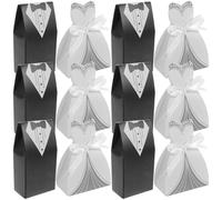 Housoutil 100Pcs Elegant Wedding Cardboard Candy Boxes Bride Groom Shape Decorative Containers for Bridal Showers Engagements and Special Events