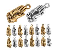 Housoutil 100PCS Vintage Alloy Prayer Charms Praying Hands Pendants for DIY Jewelry Making Craft Supplies for Bracelets Necklaces Earrings Gold Silver