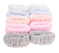 Housoutil 10pcs Absorbent Face Washing Wristbands for Women, Elastic Spa Wrist Bands in White Pink Grey Blue Soft Supple Fabric, for Skincare and Sweat Protection