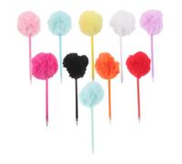 Housoutil 10pcs Creative Plush Pen Colorful Pom Pom Pen Novelty Stationery Fluffy Ball Pompom Ballpoint Novelty Ballpoint for Writing Plastic