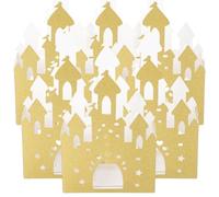 Housoutil 10pcs Decorative Candy Container Wrapping Box Paper Castle Glitter Hollow-out Golden Easy Assemble for Candies and Small Jewelry, Graduation Week, Party and Showers