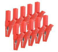 Housoutil 10pcs Fully Insulated Alligator Clamps with Banana Plug Socket Safe Electrical Test Clips for Measurement Copper Construction Bright Red for High Visibility