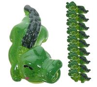 Housoutil 10pcs Mini Resin Crocodile Figurines Cartoon Animal Statues Garden Miniature Ornaments for Bonsai Desktop Decoration