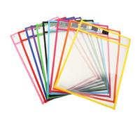 Housoutil 10Pcs Portable Dry Erase File Pockets Transparent PVC Reusable Sleeves for Office School Home Convenient Wipe Clean Document Holders for Writing Practice and Paper Saving